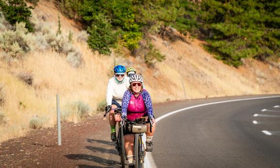 Marley Blonsky, front, and Shannon Mangan ride togehter